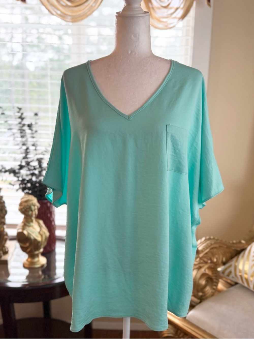 Summer Rio Relaxed V-Neck Tunic in Mint